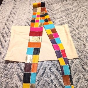 Sassy Jones multi color leather patchwork YaYa belt